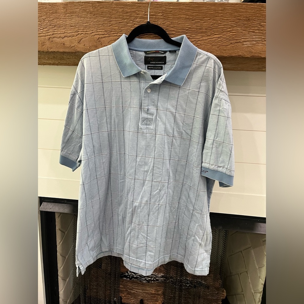 Greg Norman Vintage 90/s Golf Shirt Mercerized Cottons Men's Xl Blue
